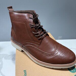 Orthocomfoot Men's Orthopedic Leather Chukka Oxford Boots Brown Size 13